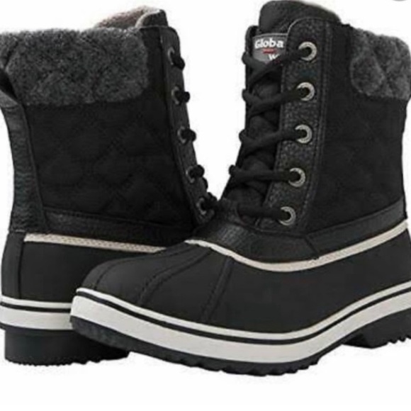 Global Win Waterproof Black White Boots Size 7 - Picture 1 of 10
